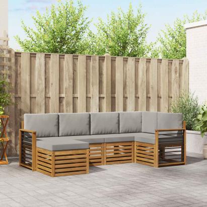 Seturi de canapele cu pernă 6 pcs Gri natural și deschis GartenMobel Dekor