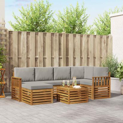 Seturi de canapele cu pernă 7 pcs Gri natural și deschis GartenMobel Dekor