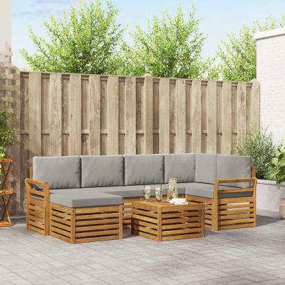 Seturi de canapele cu pernă 7 pcs Gri natural și deschis GartenMobel Dekor
