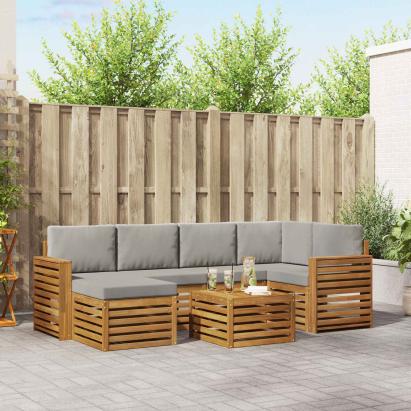 Seturi de canapele cu pernă 7 pcs Gri natural și deschis GartenMobel Dekor