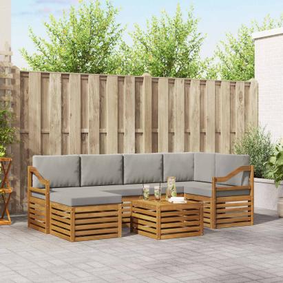 Seturi de canapele cu pernă 7 pcs Gri natural și deschis GartenMobel Dekor