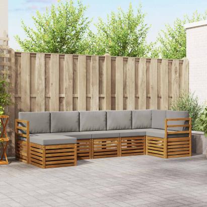 Seturi de canapele cu pernă 7 pcs Gri natural și deschis GartenMobel Dekor