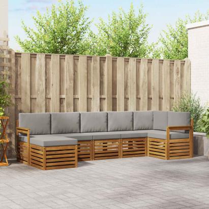 Seturi de canapele cu pernă 7 pcs Gri natural și deschis GartenMobel Dekor