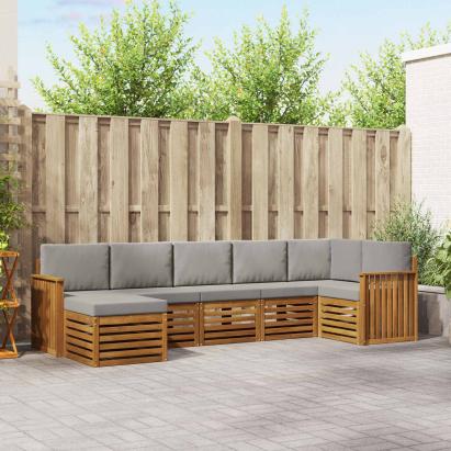 Seturi de canapele cu pernă 7 pcs Gri natural și deschis GartenMobel Dekor