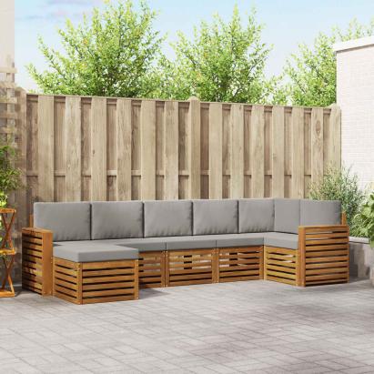 Seturi de canapele cu pernă 7 pcs Gri natural și deschis GartenMobel Dekor