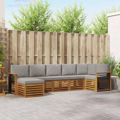 Seturi de canapele cu pernă 7 pcs Gri natural și deschis GartenMobel Dekor