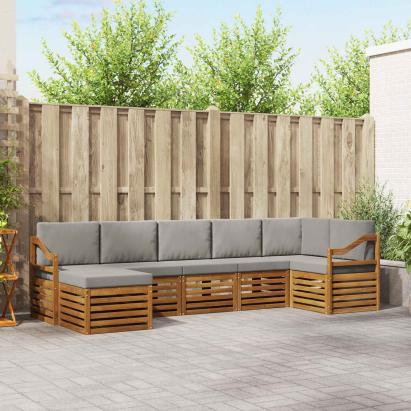 Seturi de canapele cu pernă 7 pcs Gri natural și deschis GartenMobel Dekor
