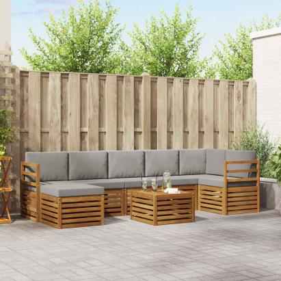Seturi de canapele cu pernă 8 pcs Gri natural și deschis GartenMobel Dekor