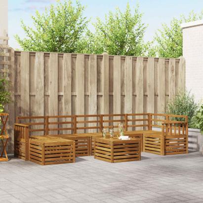 Seturi de canapele 8 pcs natural Lemn Solid de Acacia GartenMobel Dekor