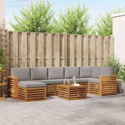Seturi de canapele cu pernă 8 pcs Gri natural și deschis GartenMobel Dekor