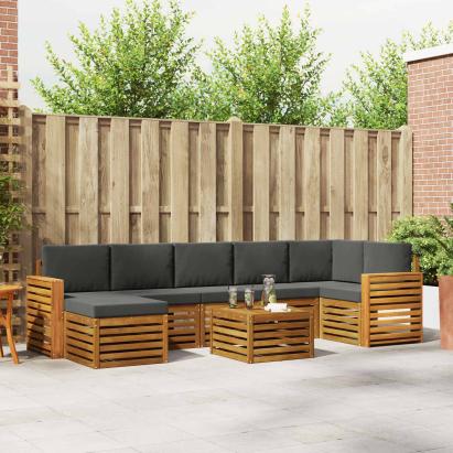 Seturi de canapele cu pernă 8 pcs Natural și Antracit GartenMobel Dekor