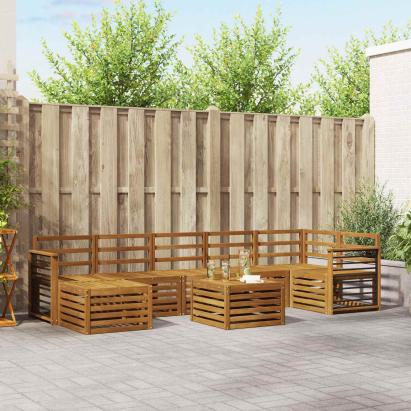 Seturi de canapele 8 pcs natural Lemn Solid de Acacia GartenMobel Dekor