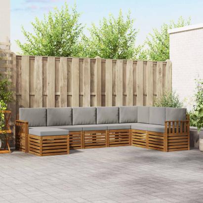 Seturi de canapele cu pernă 8 pcs Gri natural și deschis GartenMobel Dekor