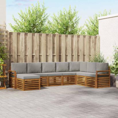 Seturi de canapele cu pernă 8 pcs Gri natural și deschis GartenMobel Dekor