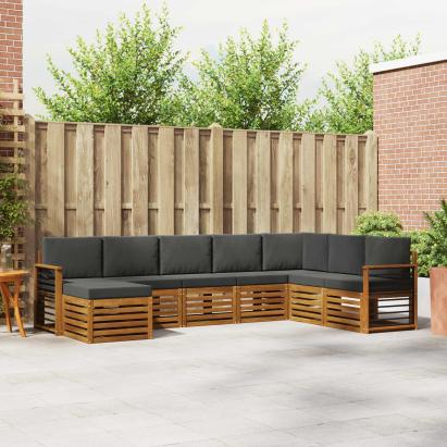 Seturi de canapele cu pernă 8 pcs Natural și Antracit GartenMobel Dekor