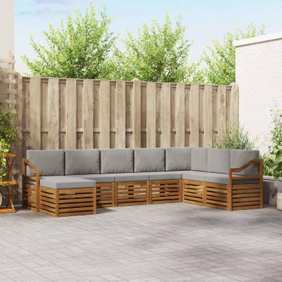 Seturi de canapele cu pernă 8 pcs Gri natural și deschis GartenMobel Dekor