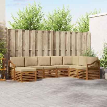 Seturi de canapele 8 pcs Natural și Bej Lemn Solid de Acacia GartenMobel Dekor