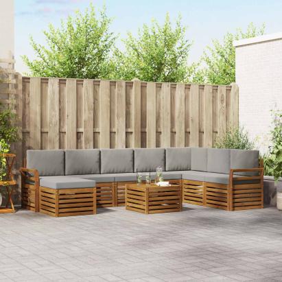 Seturi de canapele cu pernă 9 pcs Gri natural și deschis GartenMobel Dekor