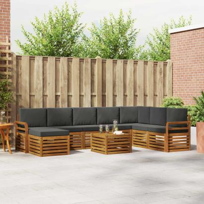 Seturi de canapele cu pernă 9 pcs Natural și Antracit GartenMobel Dekor