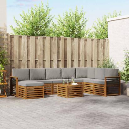 Seturi de canapele cu pernă 9 pcs Gri natural și deschis GartenMobel Dekor