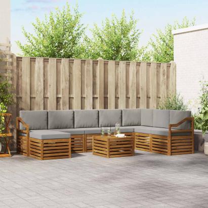 Seturi de canapele cu pernă 9 pcs Gri natural și deschis GartenMobel Dekor