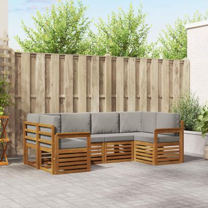 Seturi de canapele cu pernă 6 pcs Gri natural și deschis GartenMobel Dekor
