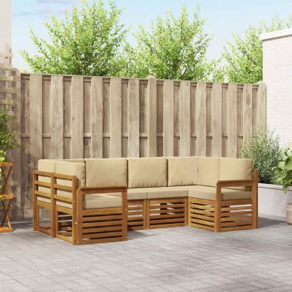 Seturi de canapele cu pernă 20 pcs natural Lemn Solid de Acacia GartenMobel Dekor