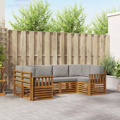 Seturi de canapele cu pernă 6 pcs Gri natural și deschis GartenMobel Dekor