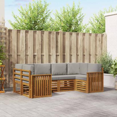 Seturi de canapele cu pernă 6 pcs Gri natural și deschis GartenMobel Dekor