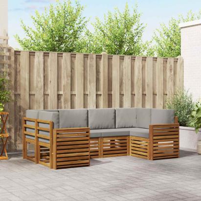 Seturi de canapele cu pernă 6 pcs Gri natural și deschis GartenMobel Dekor