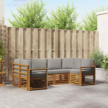 Seturi de canapele cu pernă 6 pcs Gri natural și deschis GartenMobel Dekor