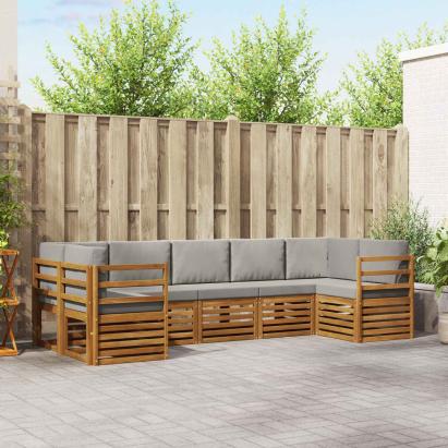 Seturi de canapele cu pernă 7 pcs Gri natural și deschis GartenMobel Dekor