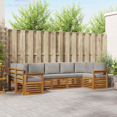 Seturi de canapele cu pernă 7 pcs Gri natural și deschis GartenMobel Dekor