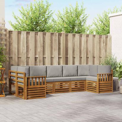 Seturi de canapele cu pernă 7 pcs Gri natural și deschis GartenMobel Dekor