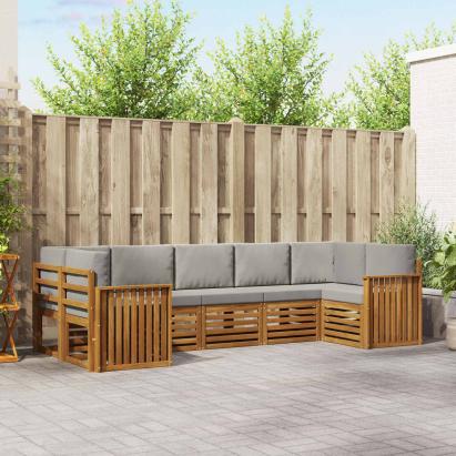 Seturi de canapele cu pernă 7 pcs Gri natural și deschis GartenMobel Dekor