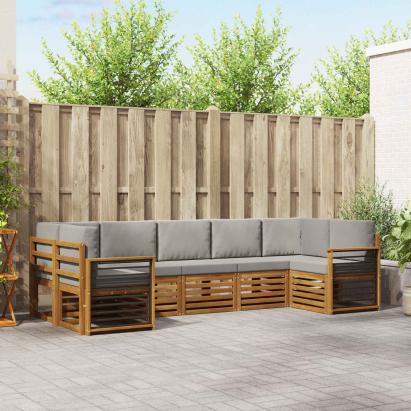 Seturi de canapele cu pernă 7 pcs Gri natural și deschis GartenMobel Dekor