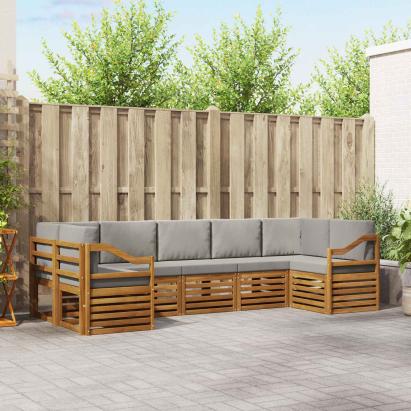 Seturi de canapele cu pernă 7 pcs Gri natural și deschis GartenMobel Dekor