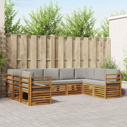Seturi de canapele cu pernă 9 pcs Gri natural și deschis GartenMobel Dekor