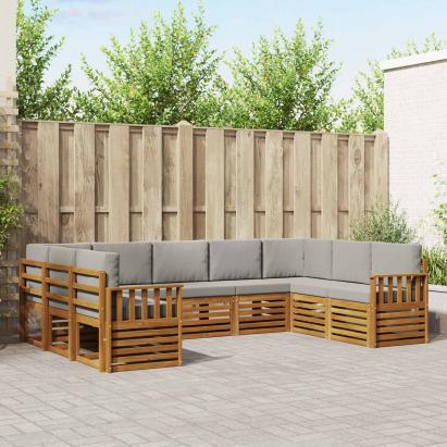 Seturi de canapele cu pernă 9 pcs Gri natural și deschis GartenMobel Dekor