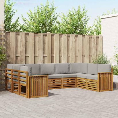 Seturi de canapele cu pernă 9 pcs Gri natural și deschis GartenMobel Dekor