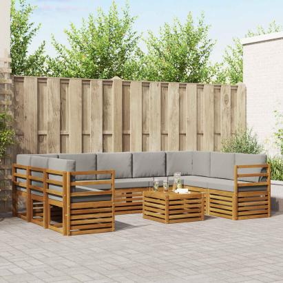 Seturi de canapele cu pernă 10 pcs Gri natural și deschis GartenMobel Dekor