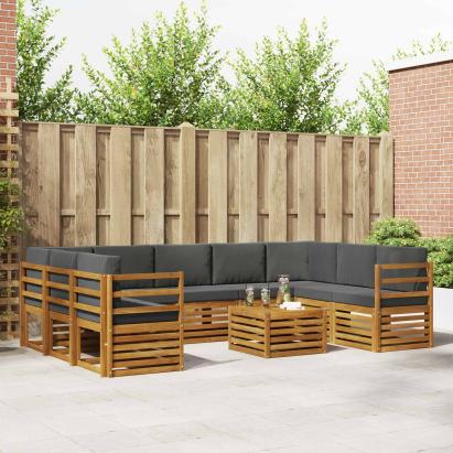 Seturi de canapele cu pernă 10 pcs Natural și Antracit GartenMobel Dekor