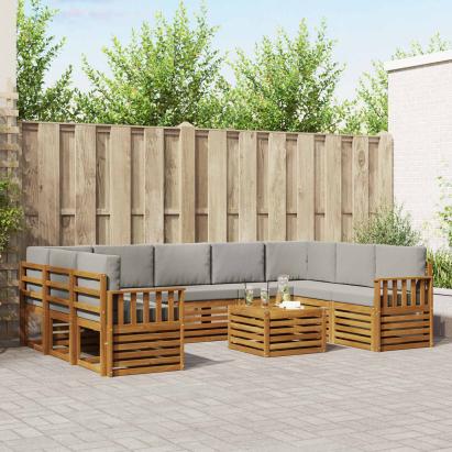 Seturi de canapele cu pernă 10 pcs Gri natural și deschis GartenMobel Dekor