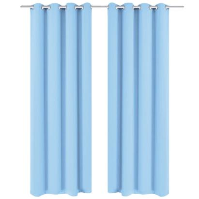 Draperii opace cu ocheți metalici, 2 buc, 135 x 175 cm, turcoaz GartenMobel Dekor