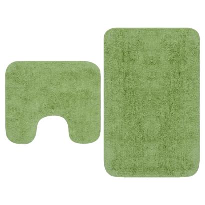 Set covorașe baie, 2 buc., verde, material textil GartenMobel Dekor