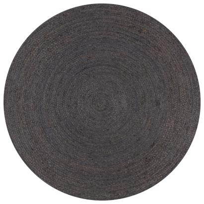 Covor manual, gri închis, 90 cm, iută, rotund GartenMobel Dekor