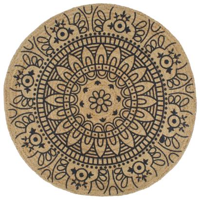 Covor manual cu imprimeu albastru închis, 120 cm, iută GartenMobel Dekor