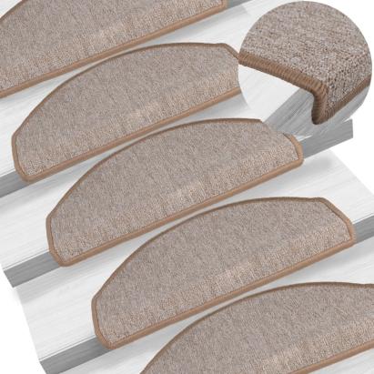 Covorașe pentru scări, 15 buc., 65x24x4 cm, maro deschis, semirotunde, mari GartenMobel Dekor