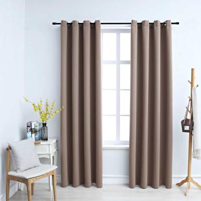 Draperii opace cu inele metalice, 2 buc, gri taupe, 140x175 cm GartenMobel Dekor