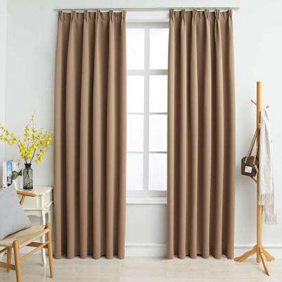 Draperii opace cu cârlige, 2 buc., gri taupe, 140 x 175 cm GartenMobel Dekor